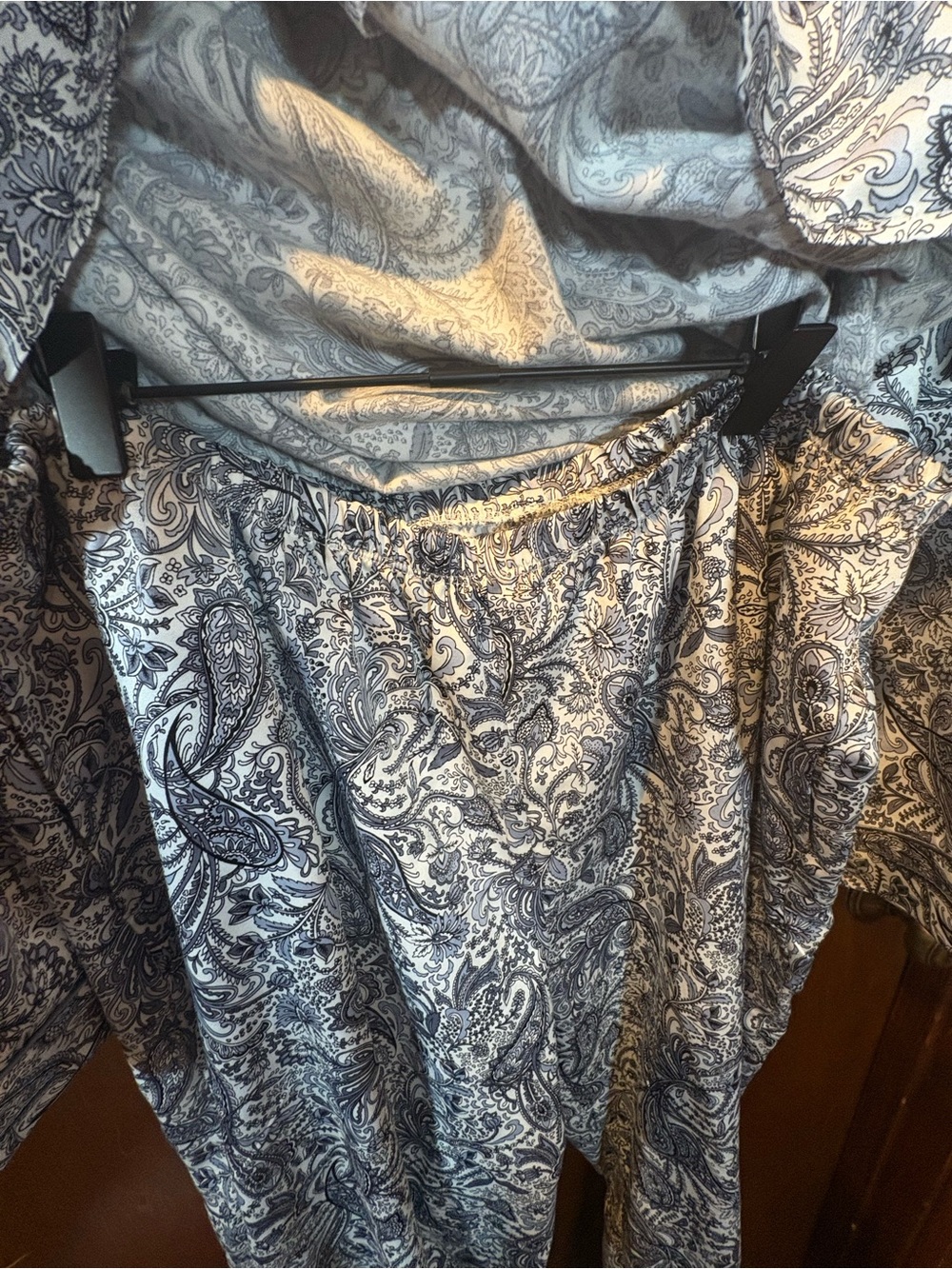 Miss Elaine Paisley Two-Piece Pajama Set - Gray & White - Picture 6 of 7